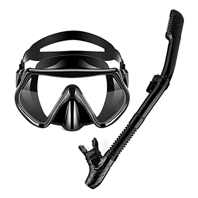 QHYXT Traje de esnórquel para niños, máscara de Buceo antivaho para esnórquel, Gafas de Buceo panorámicas de Amplio Campo de visión, con esnórquel y E