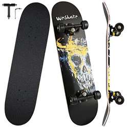 Patinetas Hikole para Principiantes, monopatín Completo de 31 x 8 Pulgadas con 7 Capas de Arce Canadiense, patinetas cóncavas de Doble Patada para niñ precio