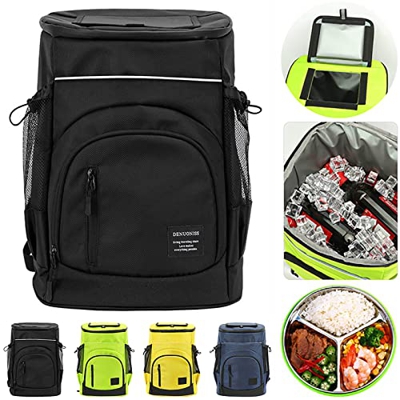 XIUWOUG 33L Bolsa Nevera Grande, Mochila Nevera Aislada Impermeable, Mochila De Picnic De Cerveza Fría con Compartimiento De Nevera, Cesta De Picnic 2