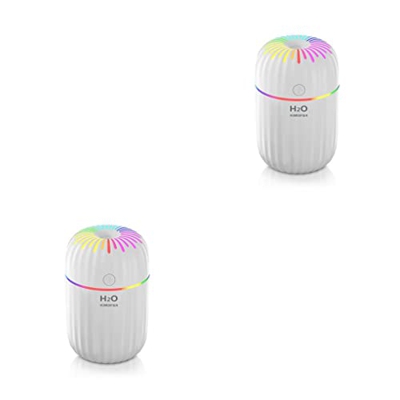 Allayu 2 Juegos de Humidificador de aire de 300ml, difusor de Aroma USB para dormitorio de escritorio con luz nocturna, rociador recargable de bajo ru