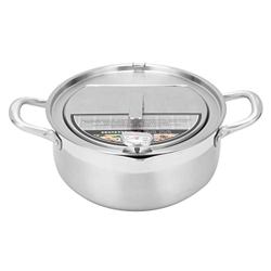 Freidora de Cocina Olla para Freír, Freidora de Cocina Olla para Freír de Acero Inoxidable 304, con Tapa de Termómetro Utensilios de Cocina(304 deep f características
