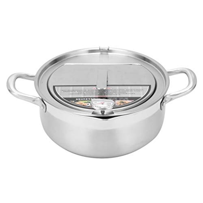 Freidora de Cocina Olla para Freír, Freidora de Cocina Olla para Freír de Acero Inoxidable 304, con Tapa de Termómetro Utensilios de Cocina(304 deep f