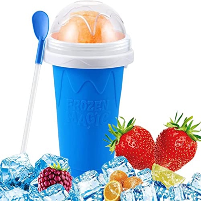 WMFS Quick Frozen Smoothies Slushy Ice Cream Maker, taza de silicona de doble capa, taza portátil Slushie Slushy Maker para la familia DIY casero, 400