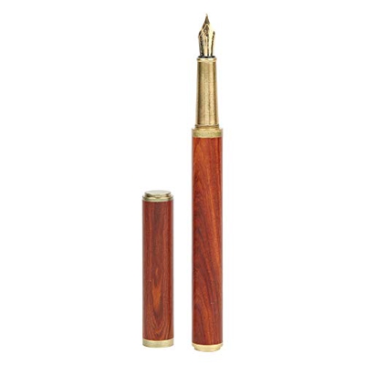 Pluma Estilográfica de Sándalo para Practicar Caligrafía con Punta de Iridio, Pluma Estilográfica de Sándalo de 0,5mm, Juego de Regalo con Convertidor