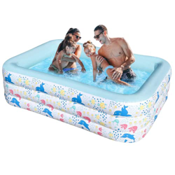 Piscina Hinchable 210 x 140 x 60 cm para Niños Adultos Familia, Piscina Rectangular con Material de PVC de 3 Capas, Piscina Infantil Grande, Patio, Ja características