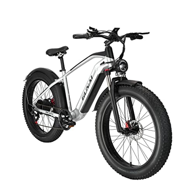 GAVARINE Bicicleta Eléctrica para Adultos E-Bike 26 '' 4.0 Fat Tire con Batería de Iones de Litio Extraíble 48v 17ah, Shimano 7 Velocidades y Doble Ab