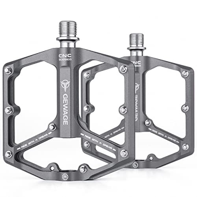 HKYMBM Pedales De Bicicleta Plana Plataforma Ancha MTB Pedales De Bicicleta Aluminio Liviano 9/16"Rojas Selladas para BMX BMX MTB BIQUETAS,Titanium