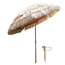 Paraguas De Arco De 2 M, Sombrilla De Playa Hawaiana, Tiki, Toldo De Paja para Simulación De Patio, Mecanismo De Inclinación, Suelo De Metal, Utilizad en oferta