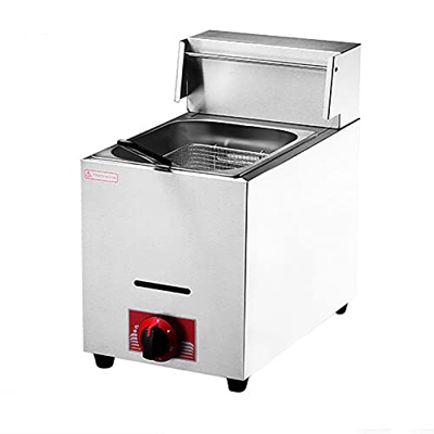 XUETAO Freidora de Gas de 8 l/8 l + 8 l LPG, encimera de Acero Inoxidable, con Cesta y Tapa, Cocina doméstica Comercial