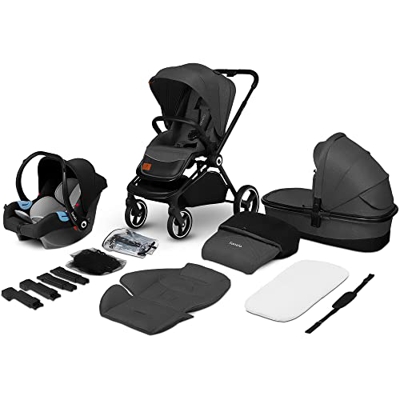 LIONELO Mika cochecito de bebé 3 piezas, coche de bebé 3 en 1, carrito para bebé, carro bebé 3 piezas el conjunto, silla de paseo, capazo y silla de c