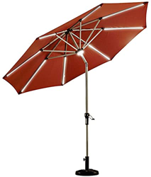 Patio Offset Umbrella 2.7M Solar Umbrella 8 LED Strip Lights Hub Light Patio Umbrella with Push Button Tilt and Crank Table Market Umbrella en oferta