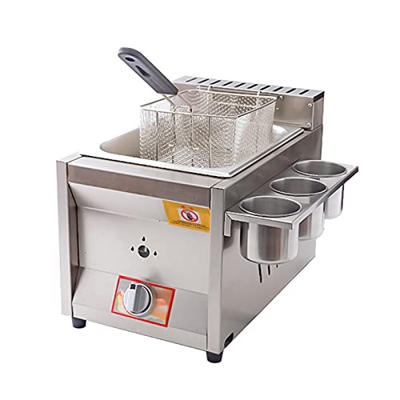 XUETAO Freidora, Freidora De Gas Comercial, Cesta De Encimera Freidora De Grasa Profunda De Acero Inoxidable Restaurante Chip De Papas Fritas Caseras 