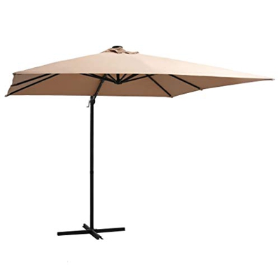 Leepesx Sombrilla voladiza con Luces LED, Parasol Terraza, Sombrilla Terraza Exterior, Sombrilla Playa, Parasol Exterior, Sombrilla De Jardín, y Poste