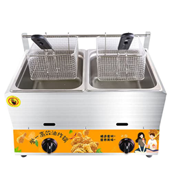 Freidora de gas comercial de escritorio, freidora profunda de propano para papas fritas de gran capacidad de acero inoxidable, freidora para exteriore en oferta