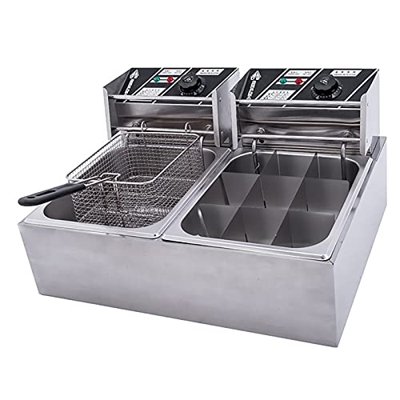 Freidora comercial de 12 l y máquina de cocina Oden, freidora eléctrica de 2500 W, olla de acero inoxidable, control de temperatura ajustable con cest