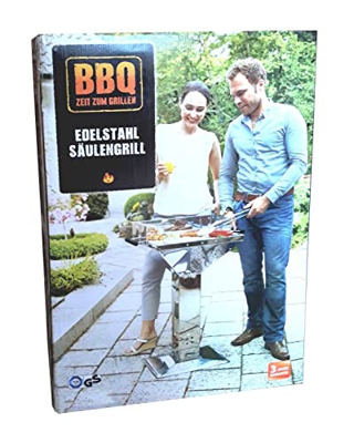 Landmann Barbacoa de columna de carbón vegetal de acero inoxidable