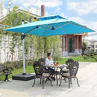 Outdoor Cantilever Umbrella Patio Umbrella Outdoor Table Umbrella with 8 Sturdy Ribs Market Umbrellas for Garden Deck Backyard and Pool Blue-2.5 * 2.5