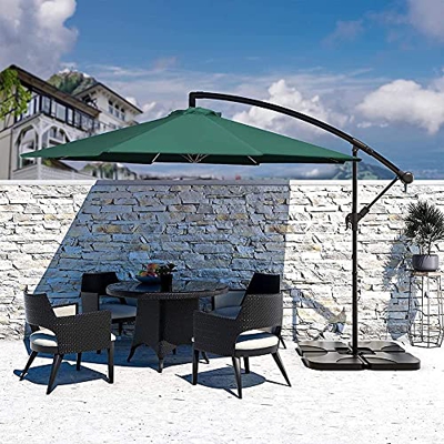 Patio Offset Umbrella Patio Offset Hanging Umbrella 10 FT Cantilever Outdoor Umbrellas with Crank Cross Base for Yard Garden Deck Red (Color : Green)