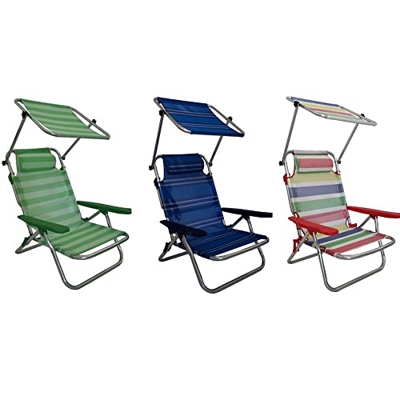 Aziamor IB032 Silla de playa de Texilene con parasol para playa y piscina, colores a elegir