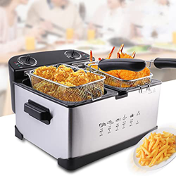 Freidora de 6L Freidora de grasa comercial Freidora de chips de acero inoxidable Encimera Control de temperatura ajustable con tapa de cesta de tanque características
