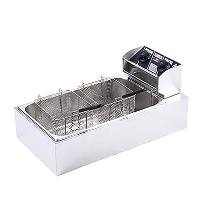 XUETAO Freidora de 12 L Freidora eléctrica Comercial con Cesta Desmontable Controles de Temperatura Ajustables con Temporizador Mango ergonómico Cool 