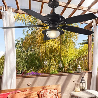 Ventilador de Techo para Exteriores con Control Remoto de luz, Viento de 3 velocidades, Ventilador de Techo rústico, para Dormitorio de Granja, Cocina