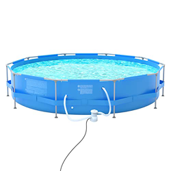 Sekey Piscina de Verano Redonda con Bomba de Filtrado, Piscina de Metal Decagonal Ø 360 x 76 cm Adecuada para Niños y Toda la Familia Azul Claro características