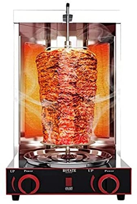 Máquina Eléctrica De Kebab Gyro Grill, Parrilla Eléctrica Automática Parrilla para Barbacoa, Parrilla De Carne De Kebab Vertical Acero Inoxidable 2 Qu
