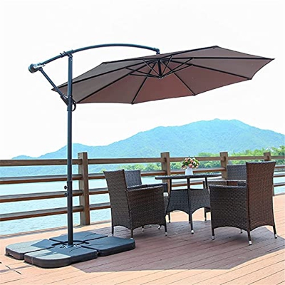 Patio Offset Umbrella Patio Offset Hanging Umbrella 10 FT Cantilever Outdoor Umbrellas with Crank Cross Base for Yard Garden Deck Red (Color : Brown)