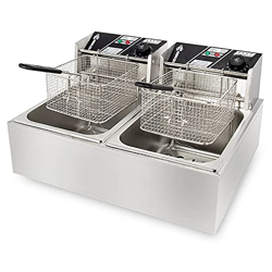 Freidora eléctrica 12L Comercial Freidora de grasa profunda Control de temperatura ajustable Acero inoxidable Cesta extraíble Freidora de chips para r en oferta