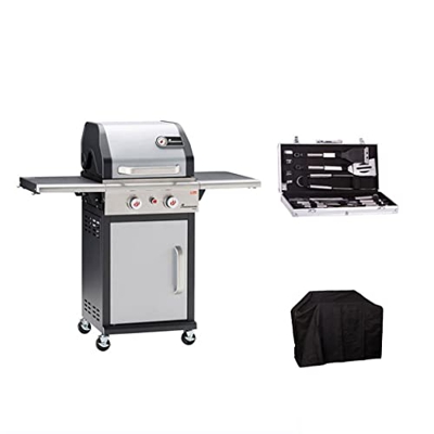 Barbacoa A La Parrilla con Gas,Quemador BBQ Parrilla De Gas Propano,con Estantes Laterales Plegables,Parrilla De Barbacoa De Jardín De Patio,para Acam