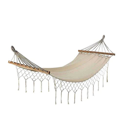 FXQIN Hamaca Colgante Tela con Travesaños de Madera, Hamaca Acampar de Borlas para Jardin Exterior, Camping Hammock, Capacidad de Carga de 150 kg características