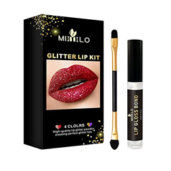 4 Colors Shiny Glitter Lip Makeup Set ,Waterproof and Long Lasting Lip Makeup Set , For Women and Teen Girls Lipstick Kit precio