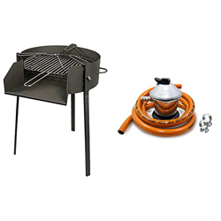 Imex El Zorro 71580 Barbacoa redonda con soporte para paella, diámetro 40 x 75 cm, NEGRO + Regulador gas butano + tubo goma 1,5 m + 2 abrazaderas, gri características