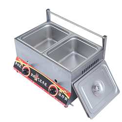 Freidora de gas comercial profesional de 20 l, freidora de escritorio de doble ranura LPG de propano de encimera de acero inoxidable, freidora de papa en oferta