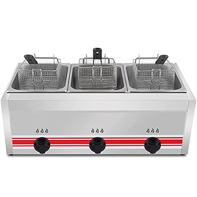 XUETAO Freidora, freidora Profunda de Gas licuado de petróleo LPG de sobremesa con Cesta, para Restaurante Comercial, Cocina casera