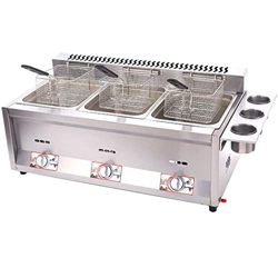 Freidora de gas de doble cilindro profunda, freidora de gas/LPG de encimera de gran capacidad de 18 l, potencia de fuego ajustable, con cestas de frei en oferta