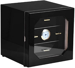 Gabinete para cigarros con Caja Decorativa Negra, con higrómetro Digital y humidificador características