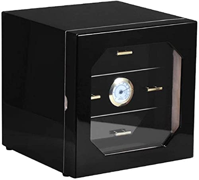 Gabinete para cigarros con Caja Decorativa Negra, con higrómetro Digital y humidificador