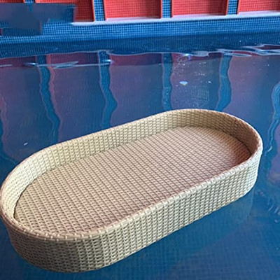 HIONRE (1005020cm) Bandeja Flotante Ovalada Ratán, Bandeja Desayuno Flotante Impermeable, Barra Flotante para Piscina, Elegante Bandeja Flotante para 