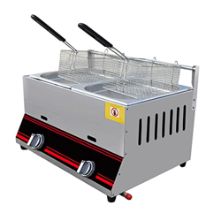 Freidora a gas Freidoras de gas de encimera comercial Freidora de acero inoxidable con cestas y control de temperatura Calentamiento rápido Ahorro de  en oferta