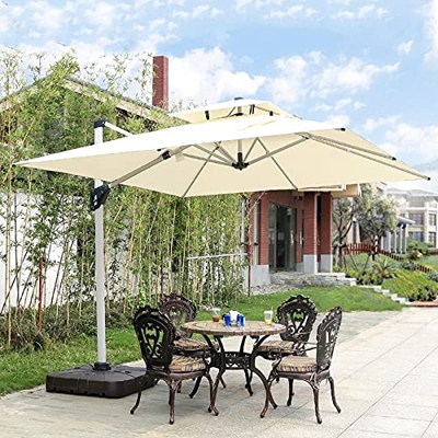 Outdoor Cantilever Umbrella Patio Umbrella Outdoor Table Umbrella with 8 Sturdy Ribs Market Umbrellas for Garden Deck Backyard and Pool D-2.5 * 2.5m (