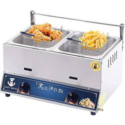 XUETAO Freidora, Freidora De Gas Profunda De Encimera Comercial, Potencia De Fuego Ajustable, Freidora De Grasa Profunda De Acero Inoxidable con Cesta en oferta