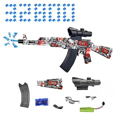 Gel Ball Blaster AK-47, Blaster de Bola de Gel eléctrico, Pistola de Pelota de Salpicadura con 32800 Abalorios de Agua, Splat Ball Toy Gift Niños Niña