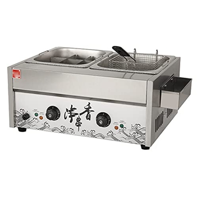 Freidora eléctrica multifunción Oden, máquina de ebullición y cocina de fideos, freidora comercial de encimera, cesta de tres tanques de acero inoxida