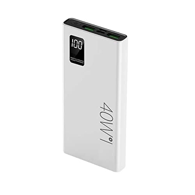 Batería externa de 20000 mAh de carga rápida de dos vías, pantalla digital, batería externa para teléfonos móviles y tabletas, regalo blanco
