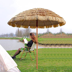Desconocido 240cm Sombrilla para Patio, Sombrilla de Playa Hawaiana Hula, sombrilla Impermeable al Aire Libre Puede Inclinarse, Altura Ajustable, Natu en oferta