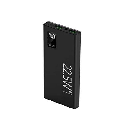 Power Bank 20000 mAh Power Bank de 2 vías de carga rápida pantalla digital batería externa para teléfonos móviles y tabletas, regalo negro