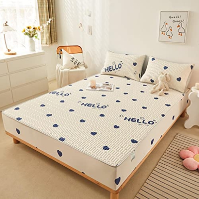 JJJ Colchón de Seda de Hielo con Aire Acondicionado Alfombrilla Suave de látex de látex Espesado Cubierta de Cama de Tres Piezas for niños y bebés se 