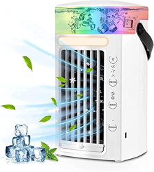 Ventilador de enfriamiento de escritorio portátil de aire con 3 velocidad de viento y viento DIRIGIÓ Light 2 Spray Humidify y 28H Temperizador, Ventil precio